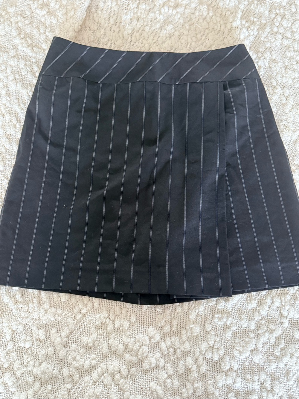 Tailored Black Pinstripe Mini Skirt